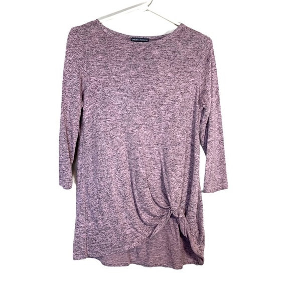 Chelsea & Theodore Mauve Marled Twist Hem 3/4 Sleeve Top Size Small - Picture 1 of 12